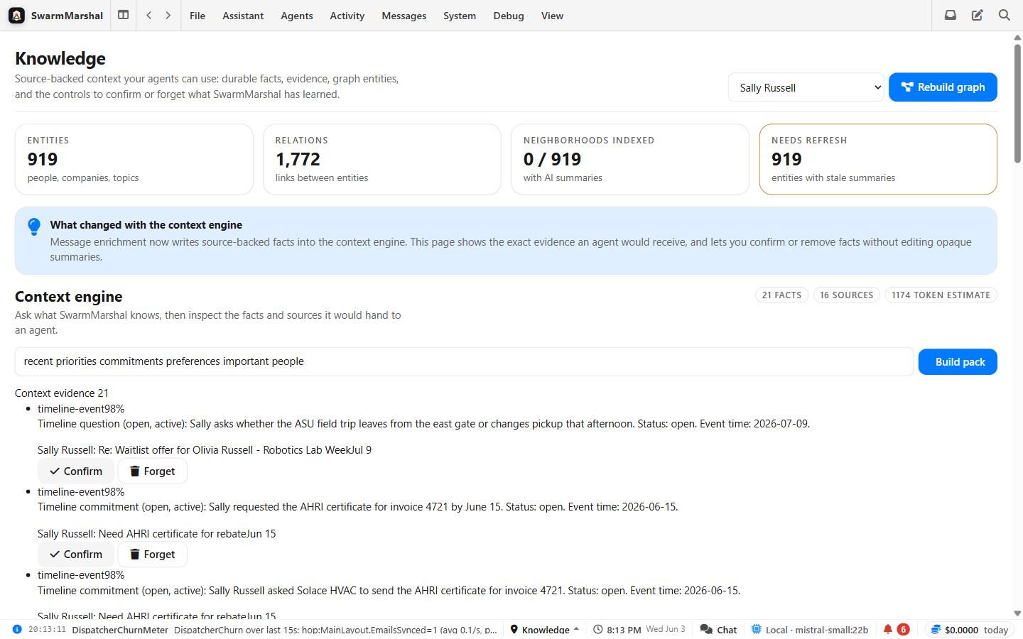 SwarmMarshal knowledge browser screenshot